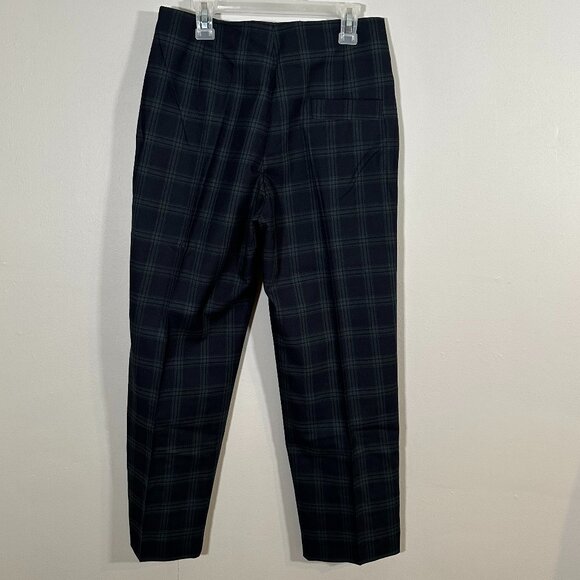 Women's Navy Green Plaid Tartan Wool Blend Pants Size 2 - Missing Tag - Preppy - Picture 7 of 9